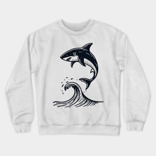 Stick Figure of a Shark in Black Ink Crewneck Sweatshirt